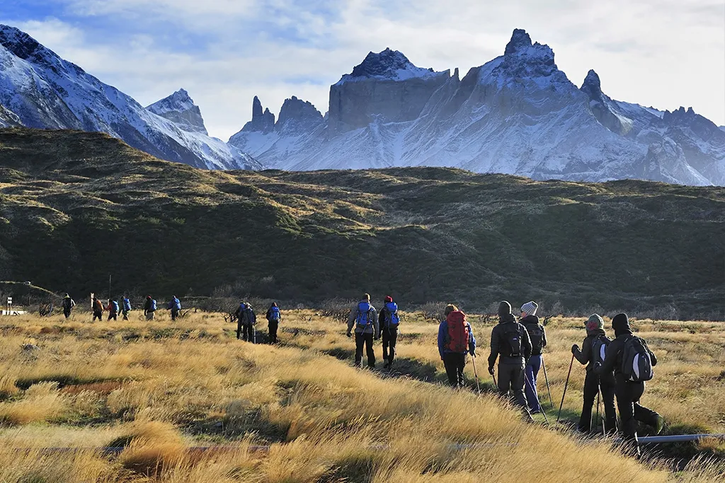 People Trekking Along The Route To French Valley Torres Del Paine National Park Patagonia Chile