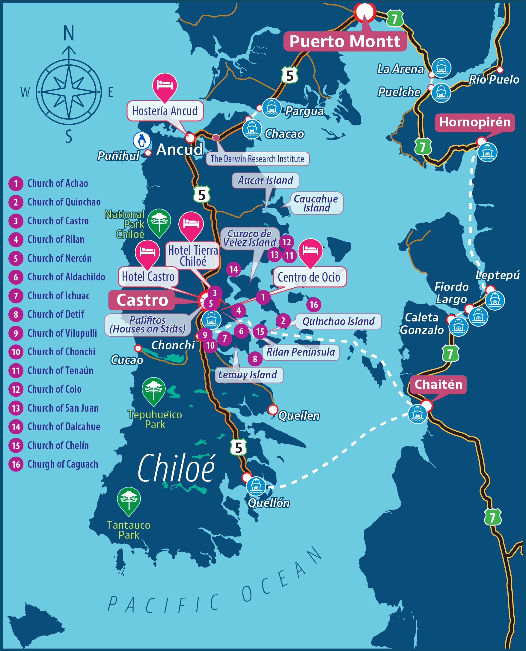 Chiloe Jesuit Churches map