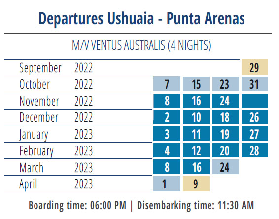 Ventus Departure Dates 2022 2023 Ushuaia To Punta Arenas